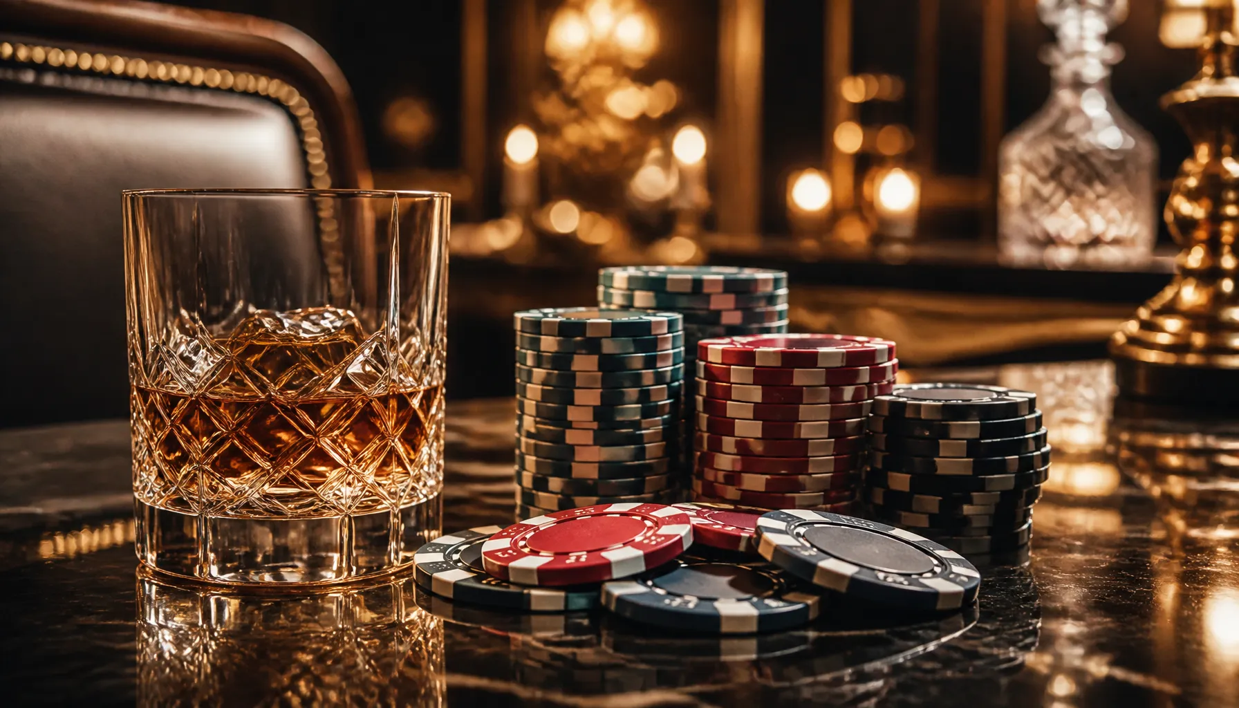Gleaming gold trophy on a dark velvet surface bathed in warm cinematic spotlight, evoking high-stakes casino luxury